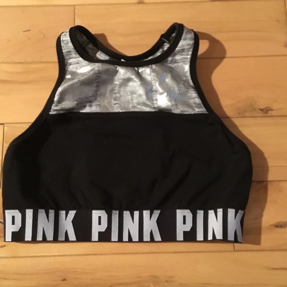 High neck logo bralette